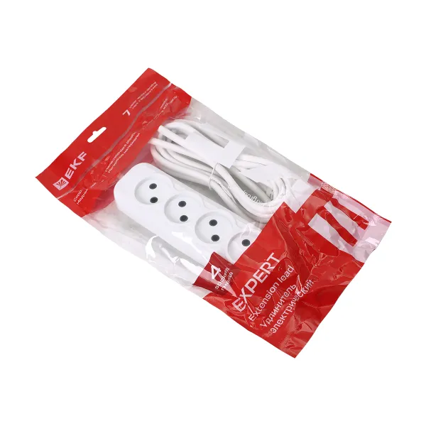 Удлинитель "Эксперт" 4 гнезда 3 метра 10А/2,2кВт без заземления ПВС 2x0,75 EKF PROxima