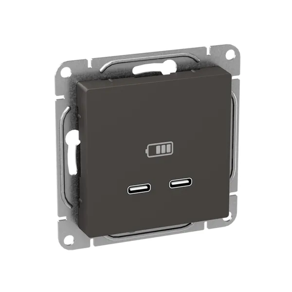 Механизм розетки USB-C - 2шт, мокко Эпика EKF