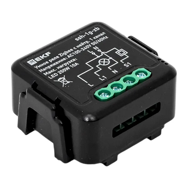 Умное реле в подрозетник 1-канальное с нейтралью Zigbee EKF Connect Select