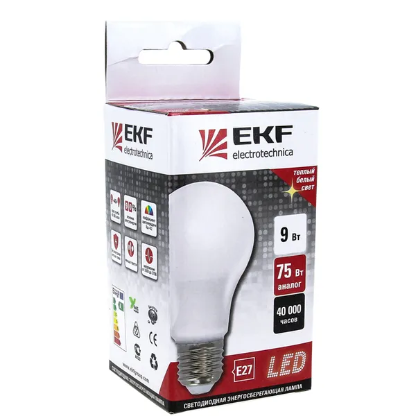 Лампа светодиодная FLL-A50 6W 2700К E27 EKF Simple