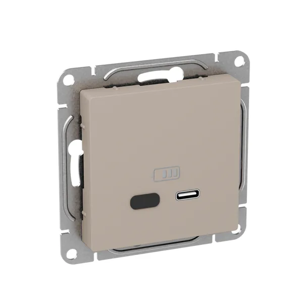 Механизм розетки USB-С, быстрая, кремовый Эпика EKF