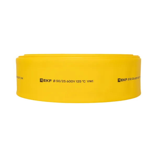 Термоусаживаемая трубка ТУТ нг 50/25 желтая рулон EKF PROxima