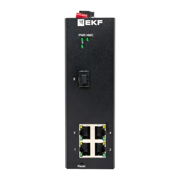 Промышленный управляемый коммутатор уровня L2 ML2-1GX/SFP-4GTP, 1 порт 1000Base-X SFP, 4 порта 10/100/1000Base-T(X) RJ45 c PoE, монтаж на динрейку TSX EKF