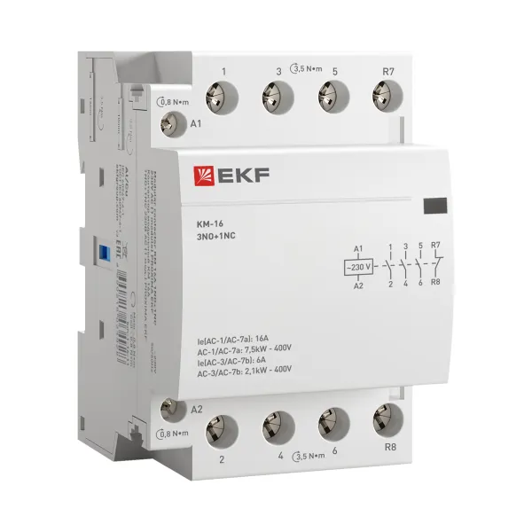 Контактор модульный КМ 16А 3NO+1NC 230В АС (3 мод.) PROXIMA EKF