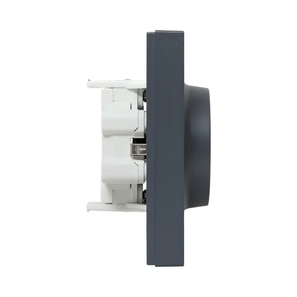 Механизм розетки двойной, 16А, с заземлением, без шторок, с рамкой, графит Эпика EKF