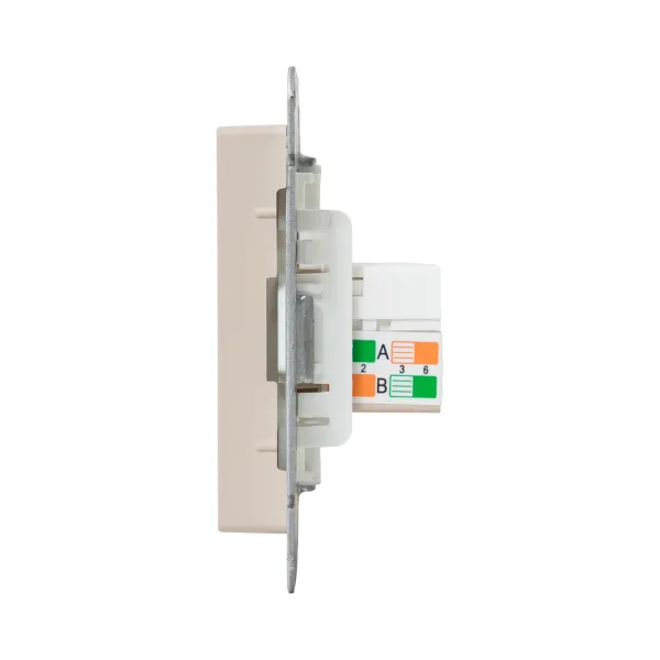 Механизм розетки RJ45 - 2шт, (cat5), кремовый Эпика EKF