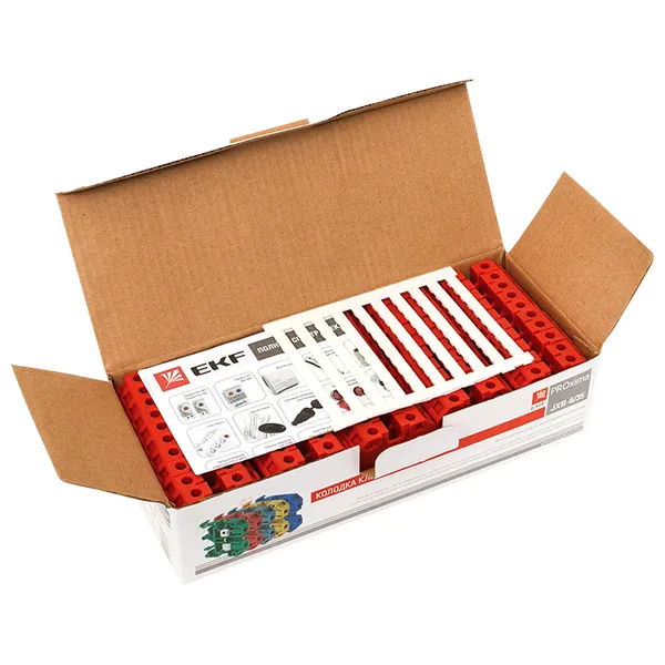 Клемма проходная винтовая JXB 6 мм2 красная EKF