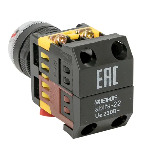 Кнопка ABLFS-22 с подсветкой желтая NO+NC 230В EKF PROxima