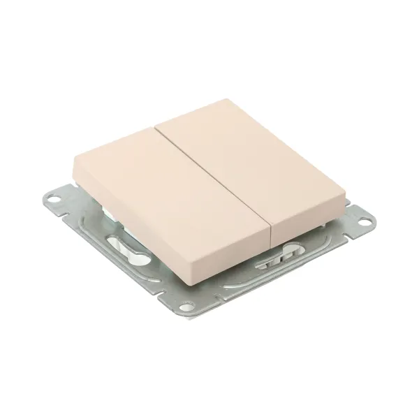 Механизм выключателя, двухклавишный, перекрёстный, кремовый Эпика EKF