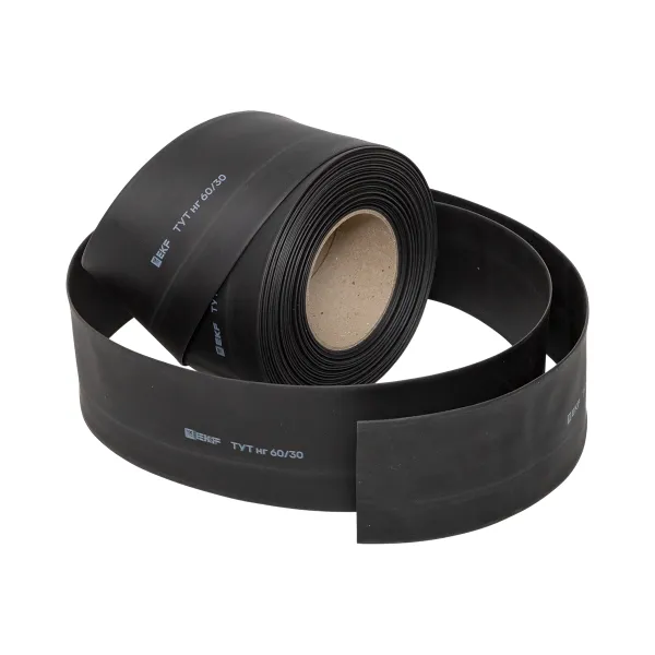 Термоусаживаемая трубка ТУТ нг 60/30 черная рулон EKF PROxima