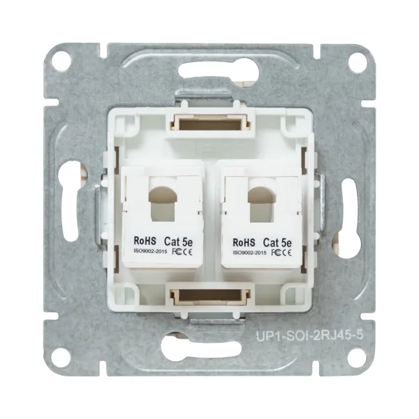 Механизм розетки RJ45 - 2шт, (cat5), кремовый Эпика EKF