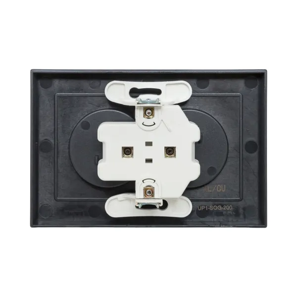 Механизм розетки двойной, 16А, без заземления, без шторок, с рамкой, графит Эпика EKF