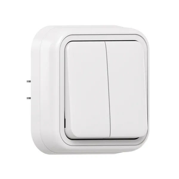 Выключатель, двухклавишный, проходной, СП, автоматические клеммы белый, Бронто EKF