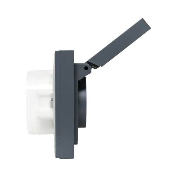 Механизм розетки двойной, 16А, IP44, с заземлением, со шторками, с рамкой, с крышками, графит Эпика EKF