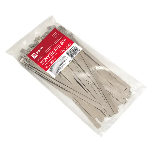 Хомут AISI 304 из нержавеющей стали, 12x290 (100 шт.) FlexLock PROxima