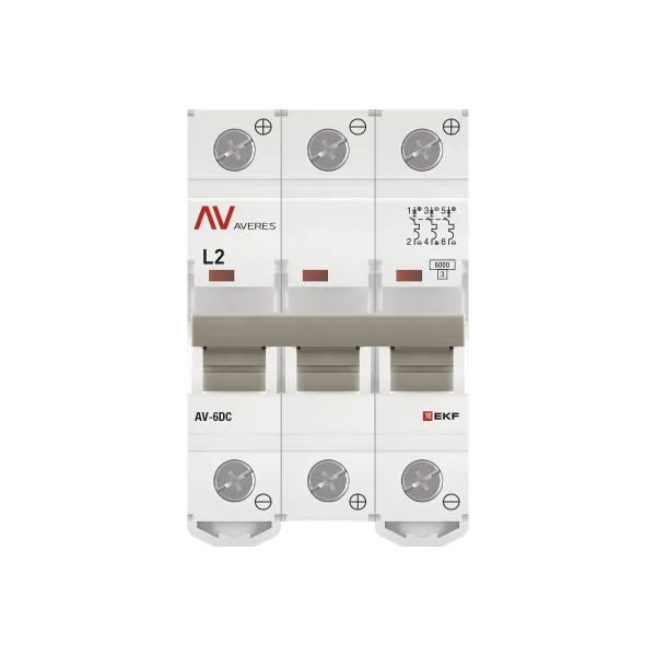Выключатель автоматический AV-6 DC 3P 2A (L) 6kA EKF AVERES