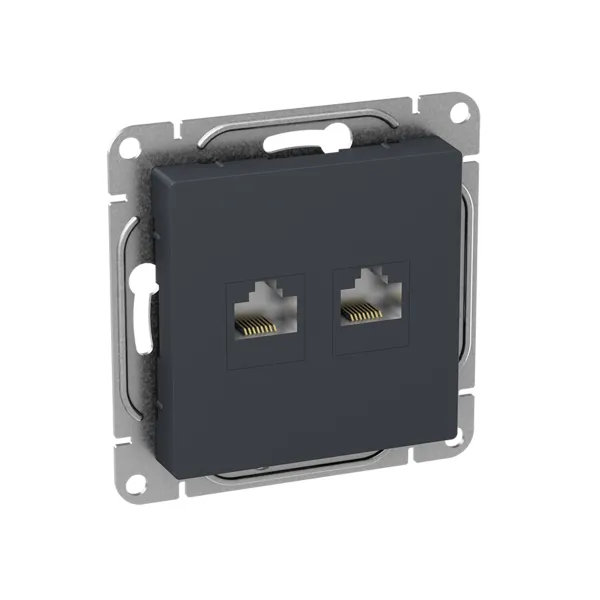 Механизм розетки RJ45 - 2шт, (cat5), графит Эпика EKF