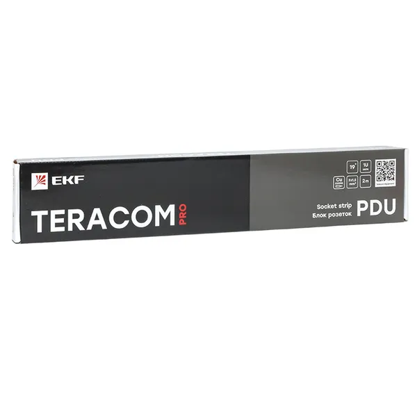 Блок розеток PDU TERACOM PRO 19" 1U 16А/250В 8 розеток Schuko с выключателем шнур питания длиной 2 метра сечение 3x1,5 мм2 вилка Schuko корпус алюминий черный