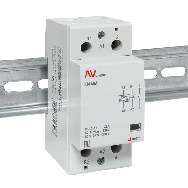 Контактор модульный КМ 40А 1NC+1NO 230VAC (2 мод.) AVERES EKF