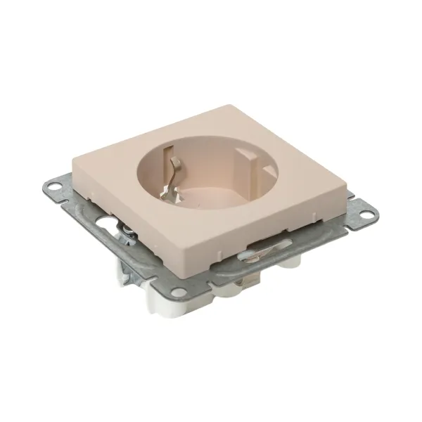 Механизм розетки, 16А, с заземлением, без шторок, кремовый Эпика EKF