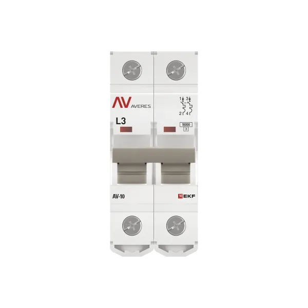 Выключатель автоматический AV-10 2P 3A (L) 10kA EKF AVERES