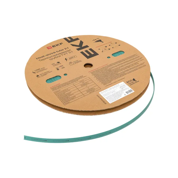 Термоусаживаемая трубка ТУТ нг 8/4 зелёная рулон EKF PROxima