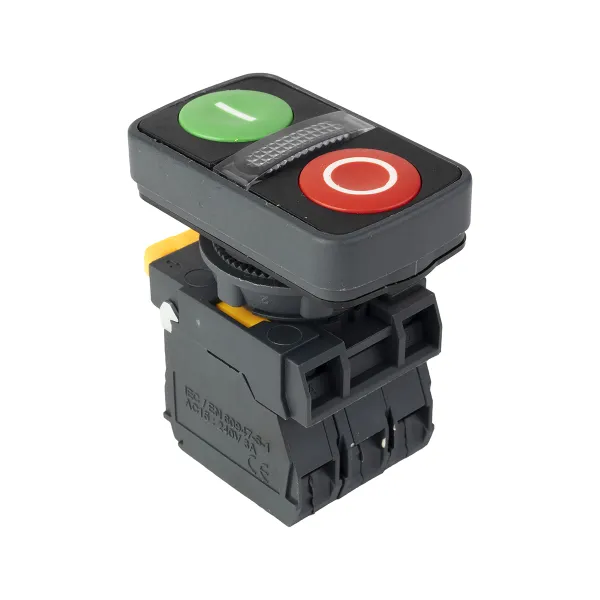 Кнопка SB-D2 красно-зеленая "Пуск-стоп" с подстветкой 24V AC/DC 1NO+1NC IP67 EKF