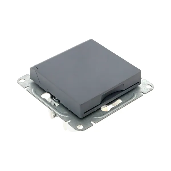 Механизм розетки, 16А, IP44, с заземлением, со шторками, c крышкой, графит Эпика EKF