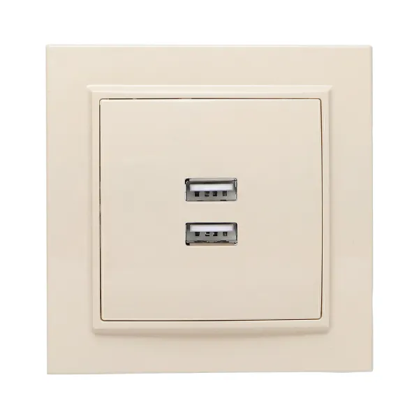 Минск Розетка USB 2-местная СП 2,1А бежевая EKF