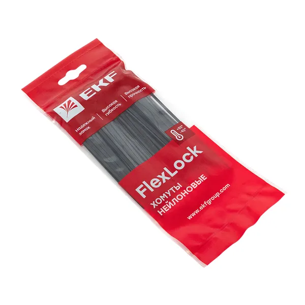 Хомут P6.6 стандартный (ч), 2.5x100 (100шт) FlexLock EKF