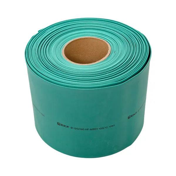 Термоусаживаемая трубка ТУТ нг 120/60 зелёная рулон EKF PROxima