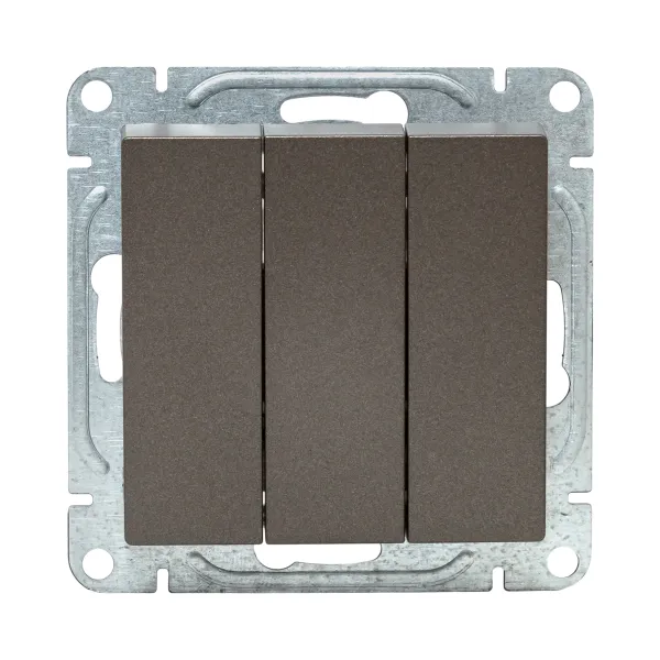 Механизм выключателя, трёхклавишный, мокко Эпика EKF