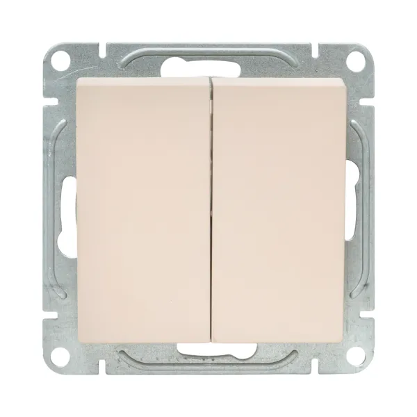 Механизм выключателя, двухклавишный, перекрёстный, кремовый Эпика EKF
