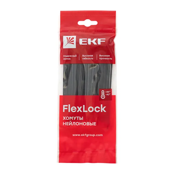Хомут P6.6 стандартный (ч), 2.5x100 (100шт) FlexLock EKF