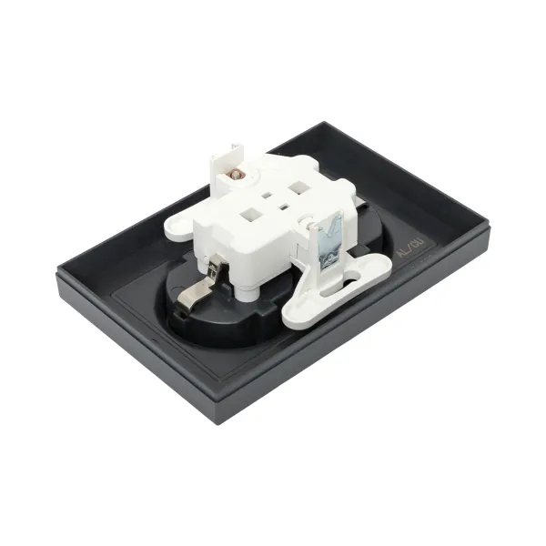 Механизм розетки двойной, 16А, с заземлением, без шторок, с рамкой, графит Эпика EKF