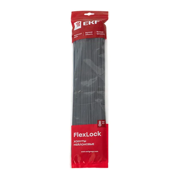 Хомут P6.6 стандартный (ч), 4.8x400 (100шт) FlexLock EKF