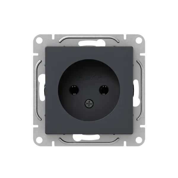Механизм розетки, 16А, без заземления, без шторок, графит Эпика EKF