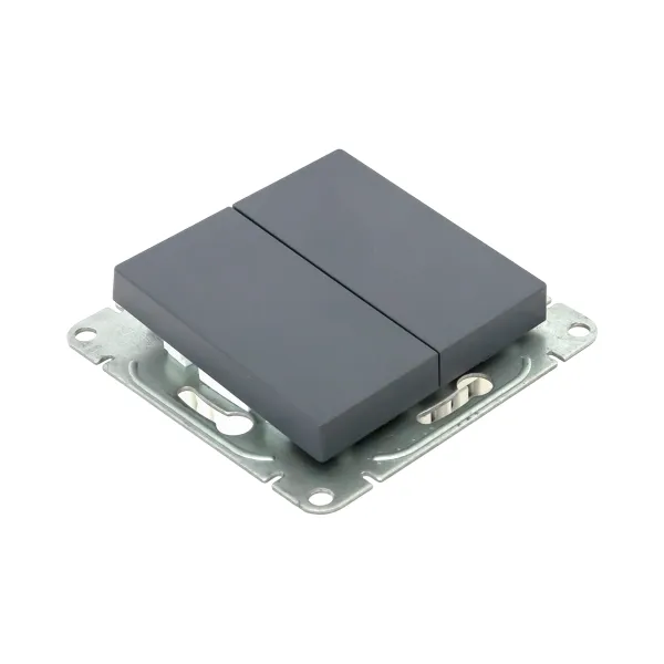 Механизм выключателя, двухклавишный, перекрёстный, графит Эпика EKF