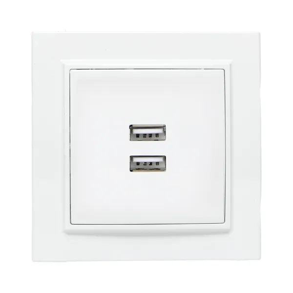 Минск Розетка USB 2-местная СП 2,1А белая EKF