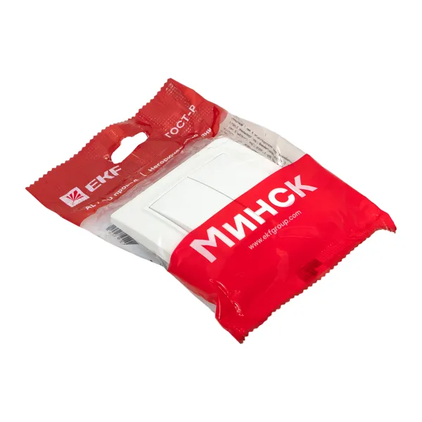 Минск Выключатель 2-клавишный СП,10А, белый EKF Basic