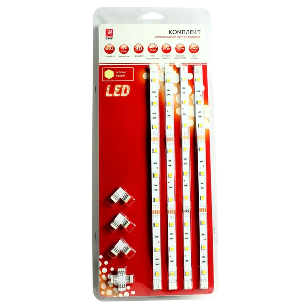 Комплект лента светодиодная FLS-5050 30 сд/м 7,2Вт 12В IP65 4x0.3м теплый белый и драйвер EKF Simple