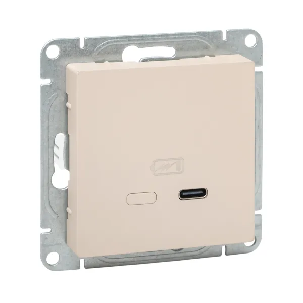 Механизм розетки USB-С, быстрая, кремовый Эпика EKF