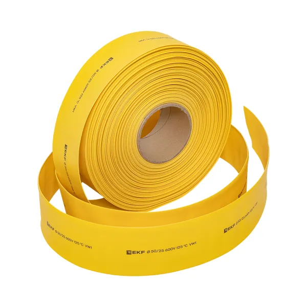 Термоусаживаемая трубка ТУТ нг 50/25 желтая рулон EKF PROxima