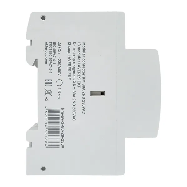 Контактор модульный КМ 80А 2NО 230VAC (3 мод.) AVERES EKF