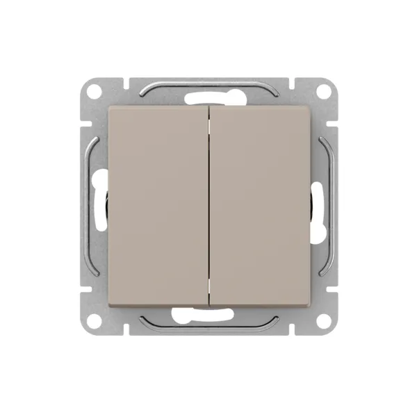 Механизм выключателя, двухклавишный, проходной, кремовый Эпика EKF