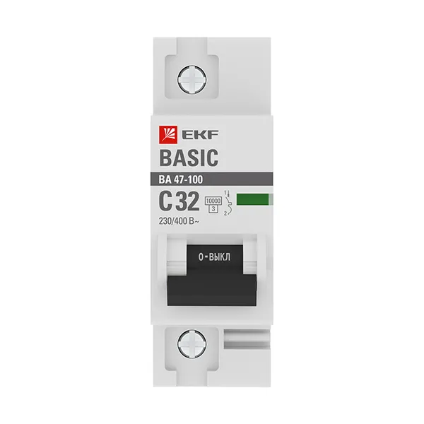 Автоматический выключатель 1P 32А (C) 10kA ВА 47-100 EKF Basic