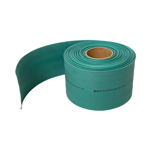 Термоусаживаемая трубка ТУТ нг 100/50 зелёная рулон EKF PROxima