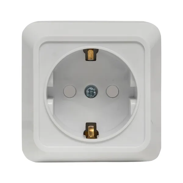 Рим Розетка 1-местная 16А с заземлением белая с защ. штор. EKF