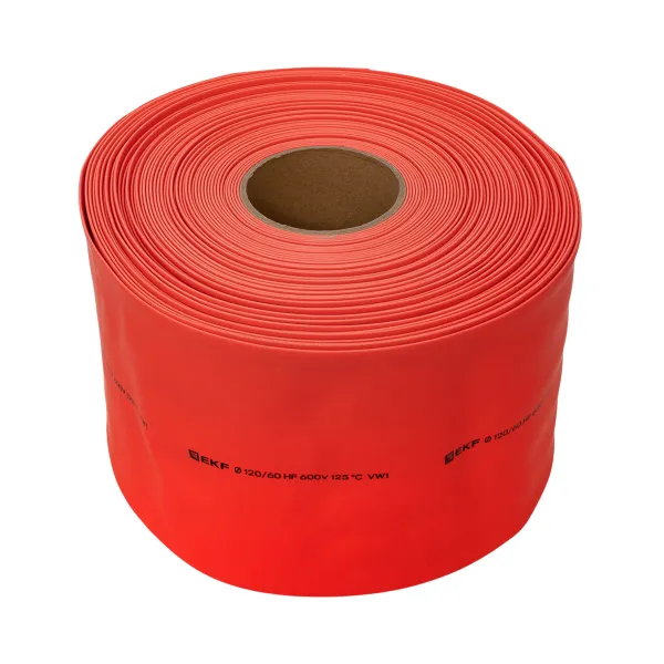 Термоусаживаемая трубка ТУТ нг 120/60 красная рулон EKF PROxima