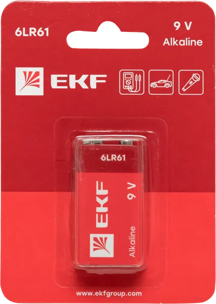 Алкалиновая батарейка типа 9V(6LR61) блистер 1шт. EKF
